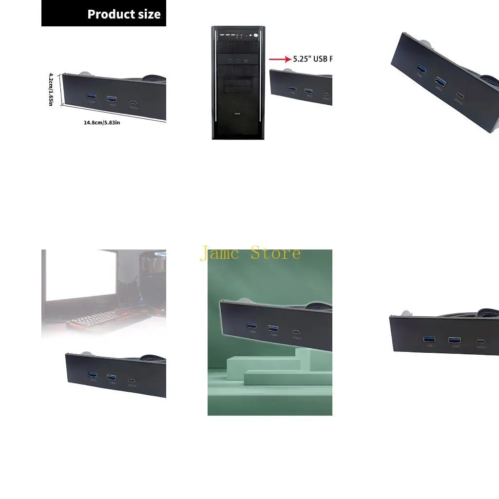 

LX0B 5.25Inch Drive Bay USB 3.2 And Type C Expansion Panel with Double USB A Port