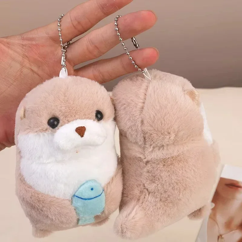 

Kawaii Otter плюшевый брелок для объятий, дизайн рыбы, милое животное, кукла, автомобильная сумка, подвеска, мягкий хлопковый тематический сбор, подарок на день рождения