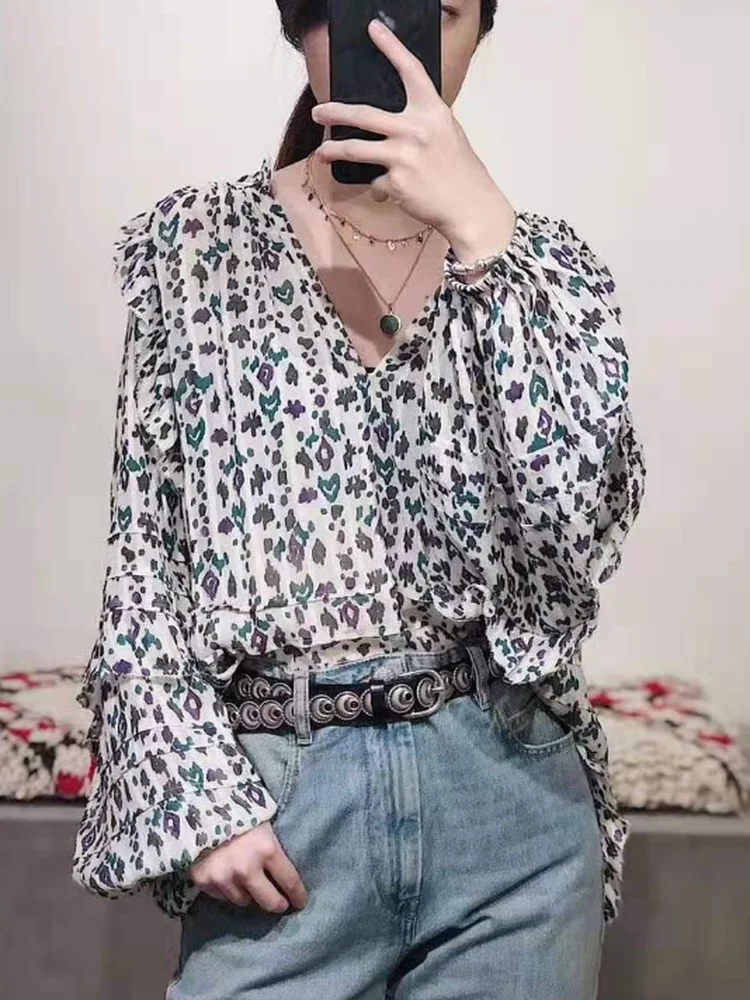 

Spring Autumn Winter Summer irt Women Long Sve Floral Print mmet Ne Loose Fit Office Sle round Ne Cotton Blouse