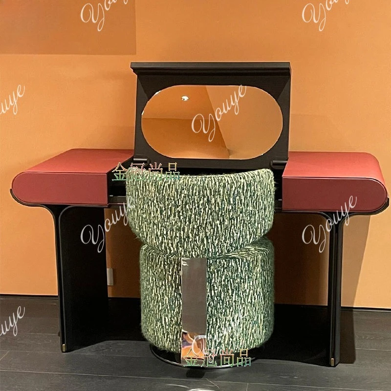 

Italian minimalist flip dresser modern desk high-end master bedroom solid wood with mirror makeup table