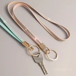 Mobile Phone Lanyard Hanging Neck Strap Universal Simple Key Rope Long Middle Diamond Leather Keychain Lanyard Anti Loss Lanyard