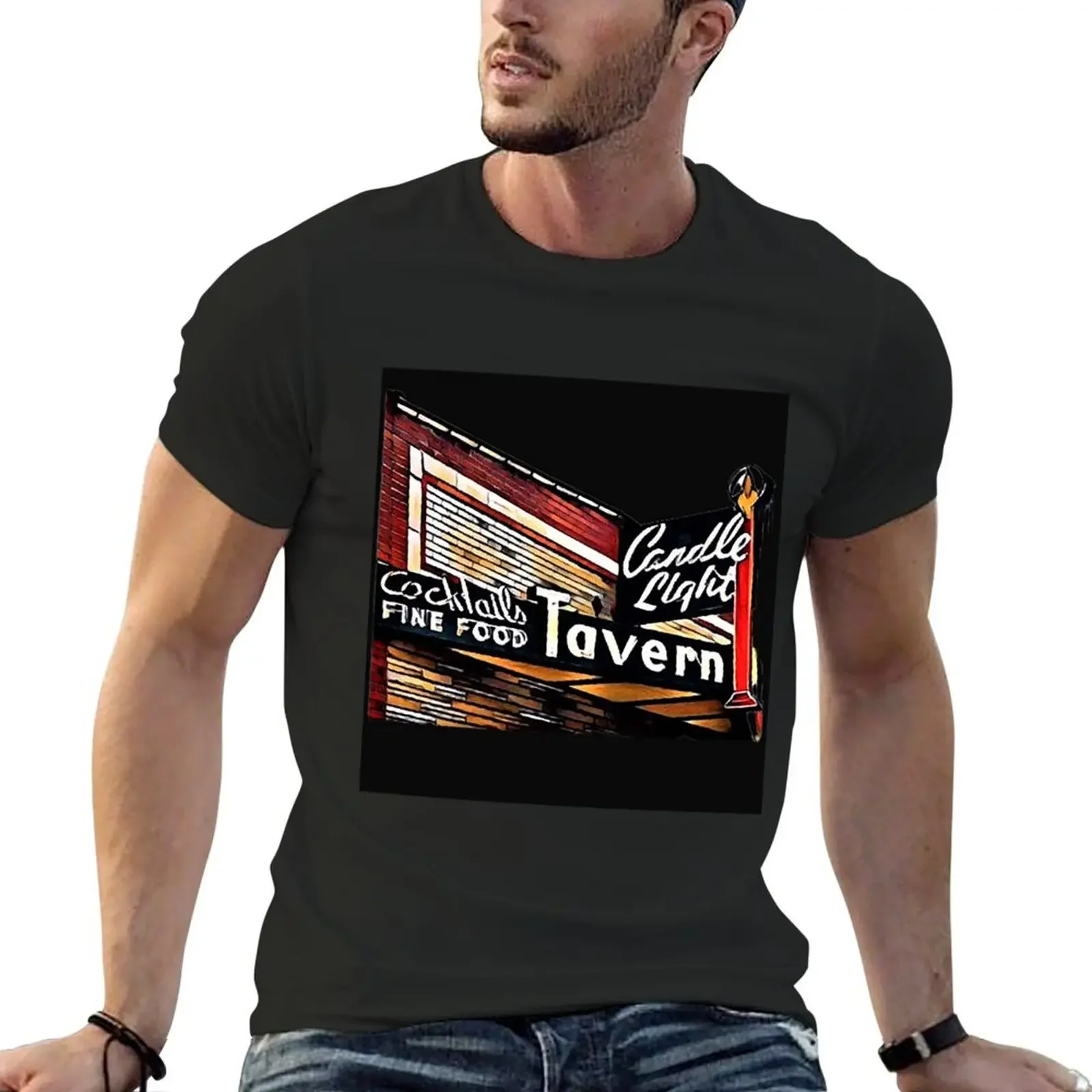 Candlelight Tavern Denver, CO USA Black T-Shirt rapper graphic tees topping mens t shirts top quality