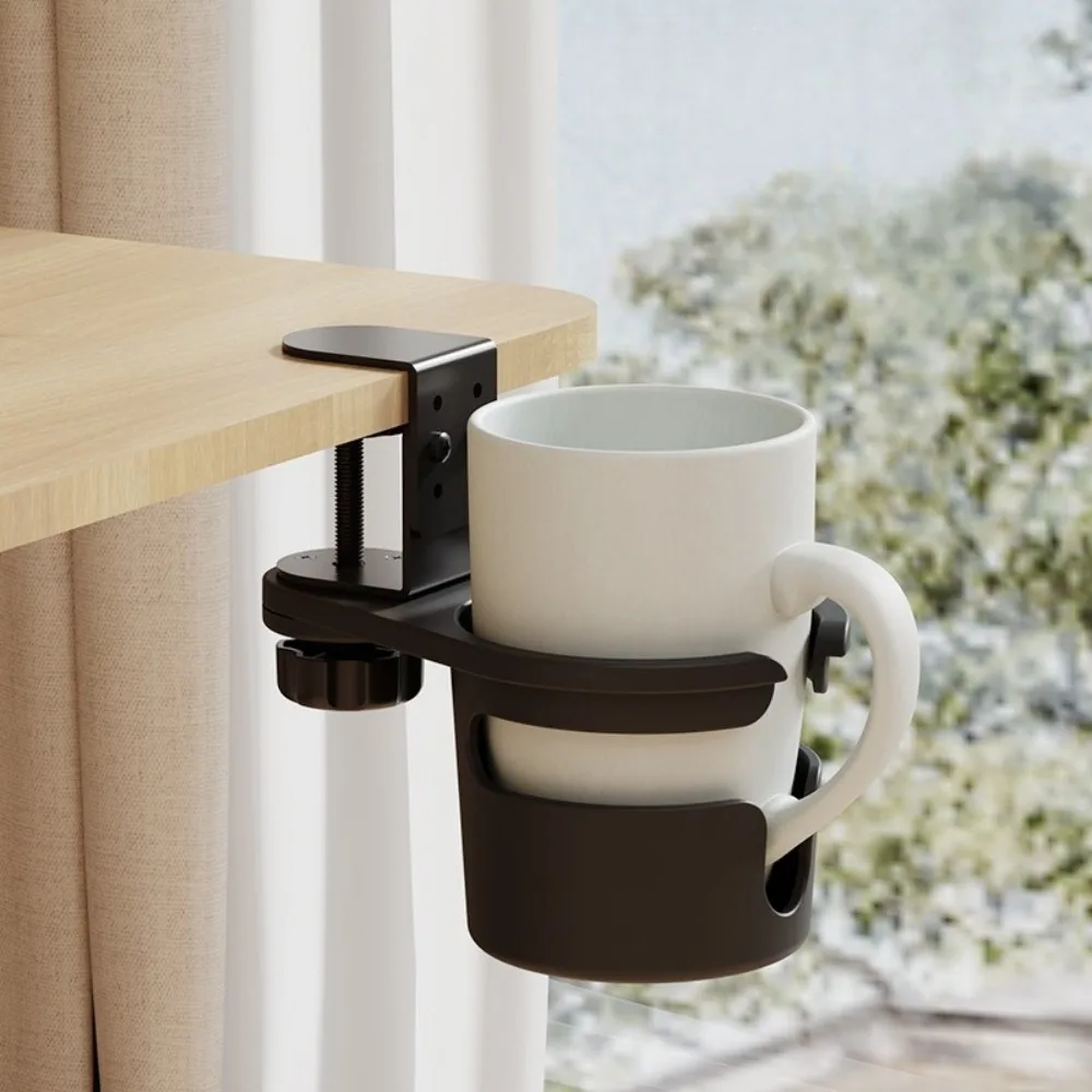 For Desk Table Edge Coffee Mug 1PC Universal Adjustable 360 Degree Rotating Cup Holder Arm Clamp Stand with Anti Fall Design