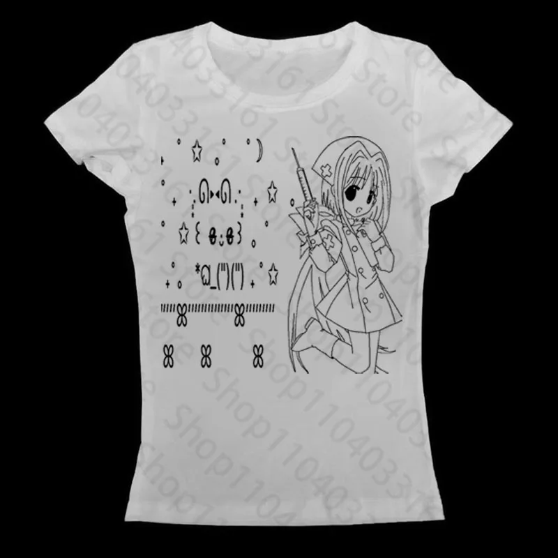 

Women Harajuku Casual Y2k T-Shirts Retro Print Anime Short Sleeve Round Neck Tops Street Fashion Girls Goth Tee Fashion Vintage