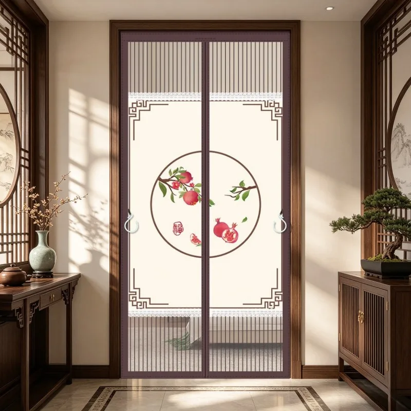 Self Sealing Thicken Magnetic Screen Door, Self-Adhesive No-Drill Installation,for Bedroom, Living Room,The Space And Convey Bl