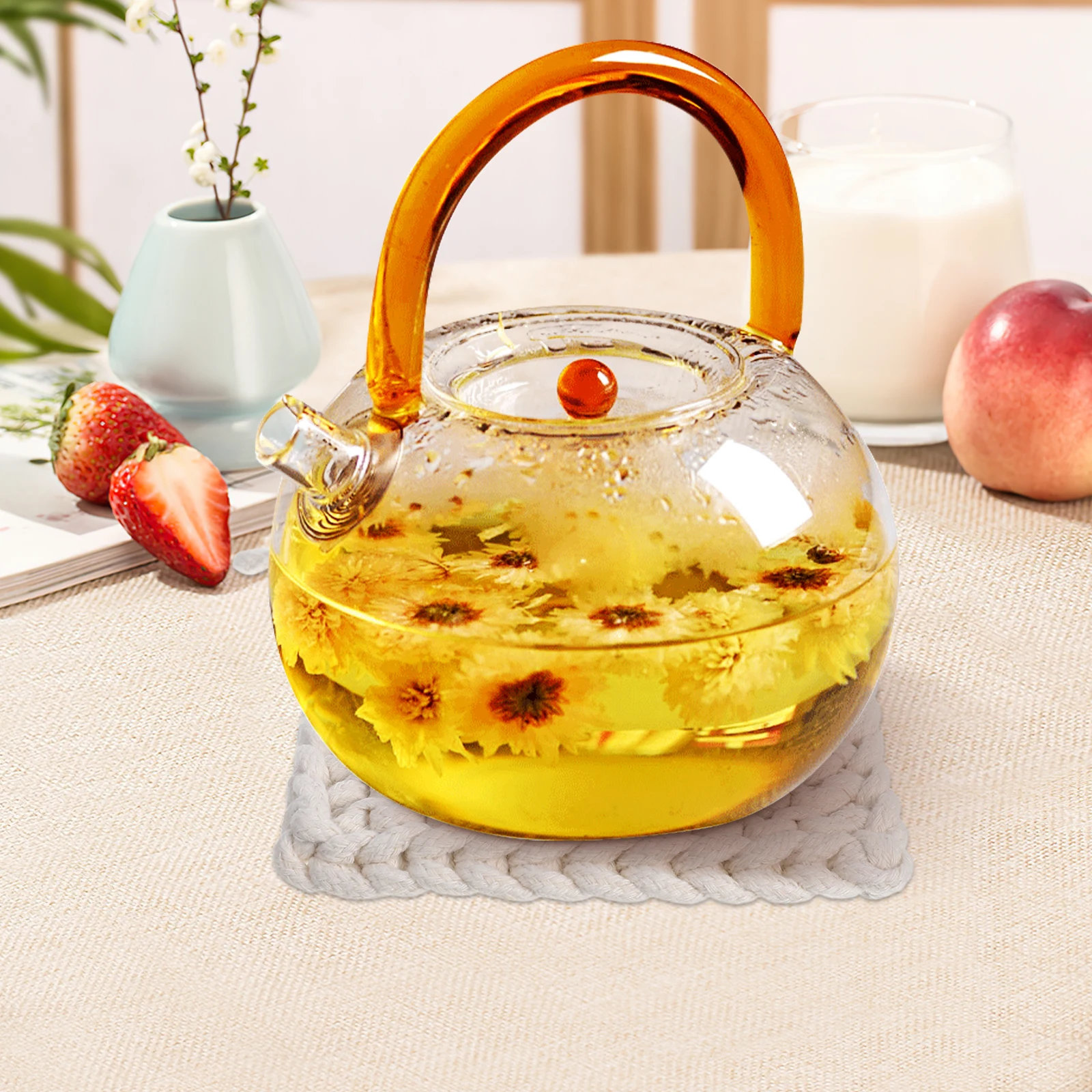 

1pc Thick Woven Cotton Pot Mat Cup Cushion Non-Slip Bowl Pad Square Heat Insulation Coaster Reusable Kitchen Mat
