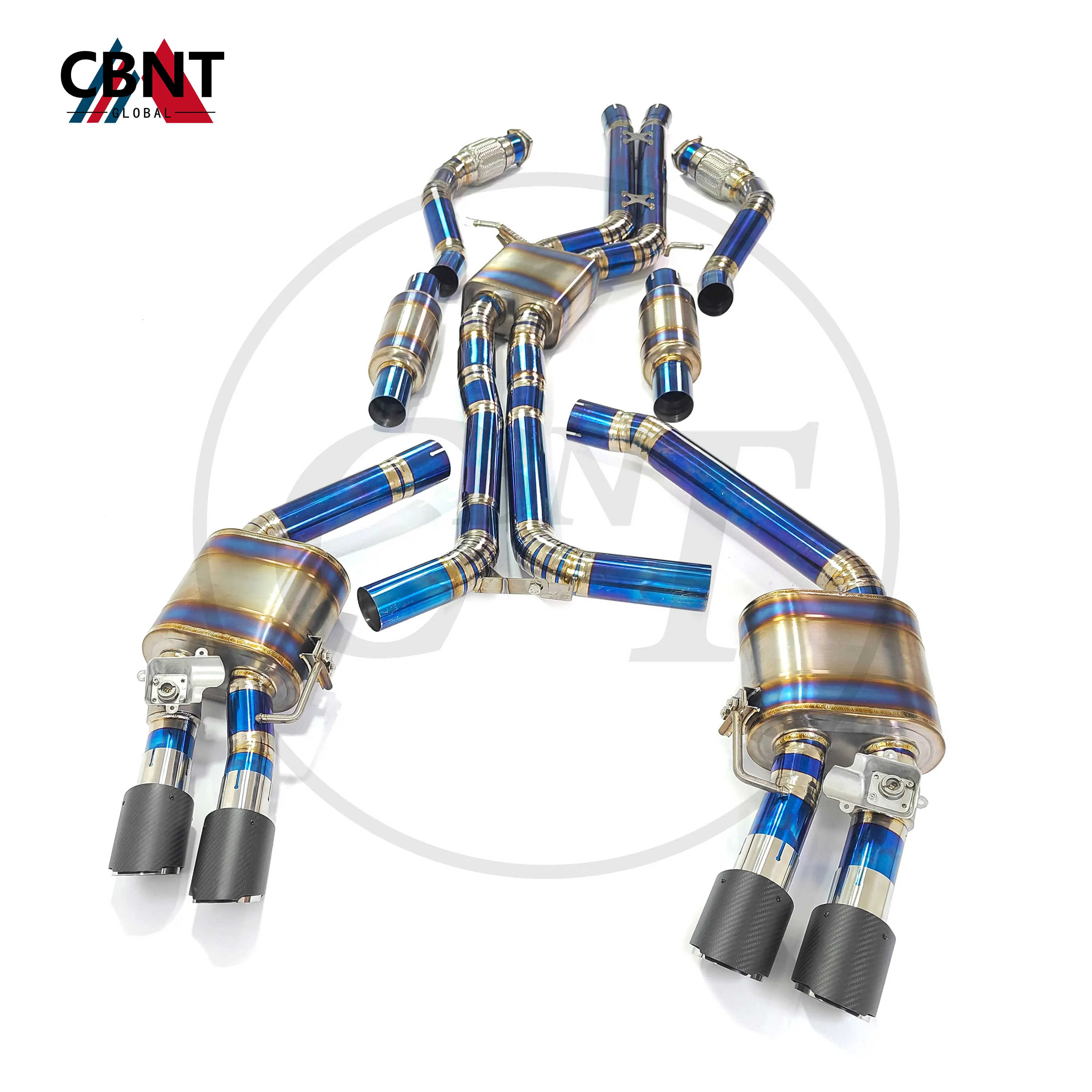 CBNT Exhaust Front Pipe & Valved Catback for Audi S6 S7 RS6 RS7 4.0T C7 Titanium Alloy Exhaust-pipe System with Valve Muffler