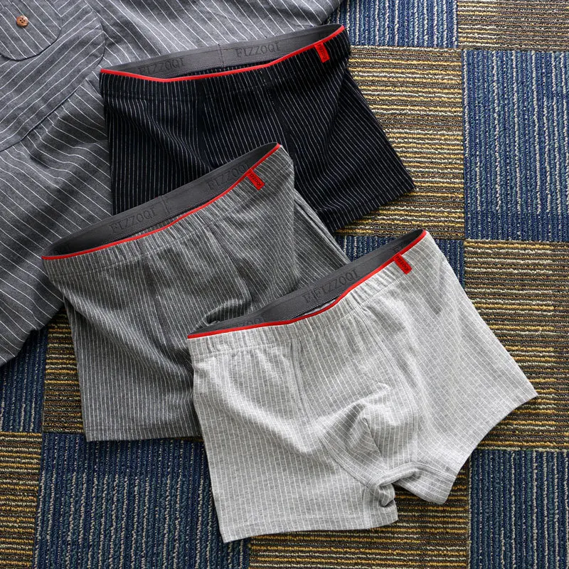 

3PCS men's underwear pure cotton men's boxers breathable large size mid-waist boxers comfortable personalized shorts