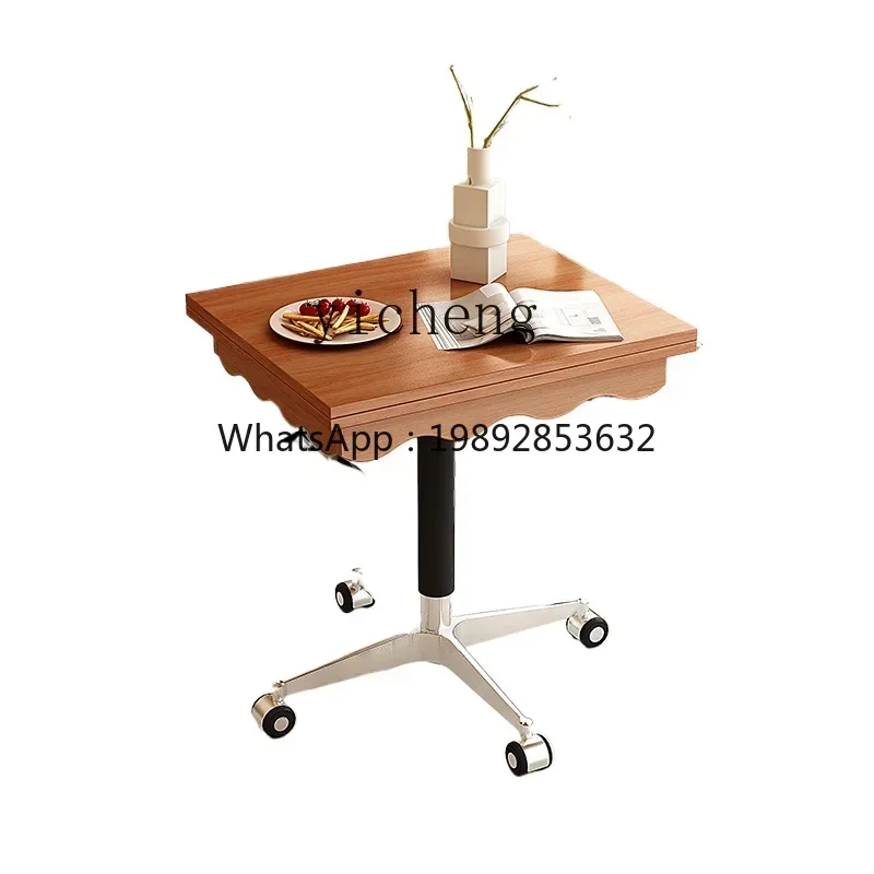 

BB solid wood bedside rack, sofa side few with wheel lift glass small table coffee table