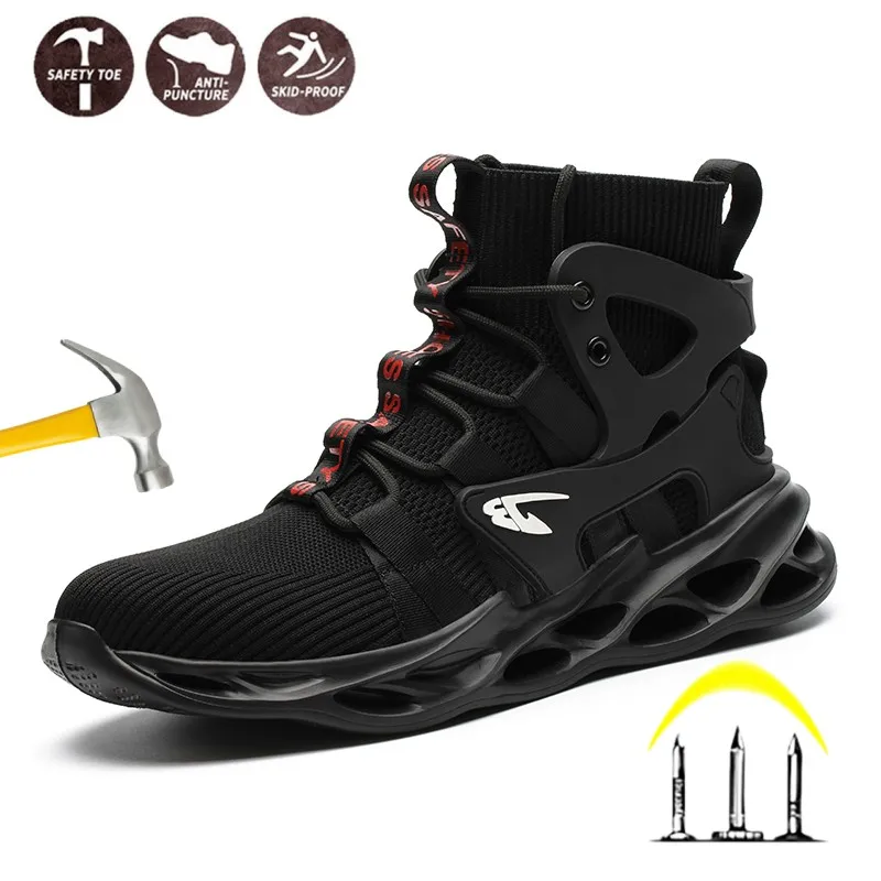 

Construction Work Shoes Slip Resistant Lightweight Breathable Sneakers for Men Protection Safety Shoes Work Hiker Boots