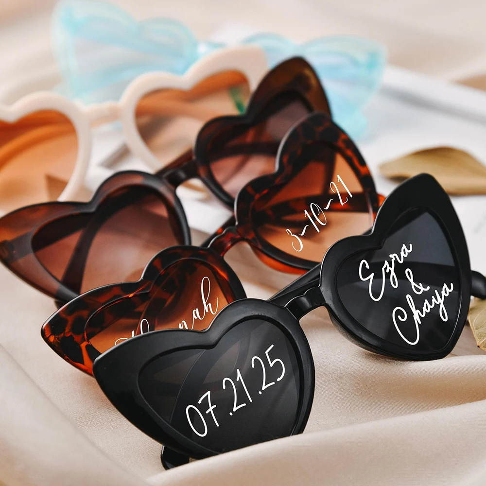 

Custom Bride Groom Sunglasses Wedding Decoration White Heart Shaped Glasses Bachelorette Party Supplies Bridal Shower Favors