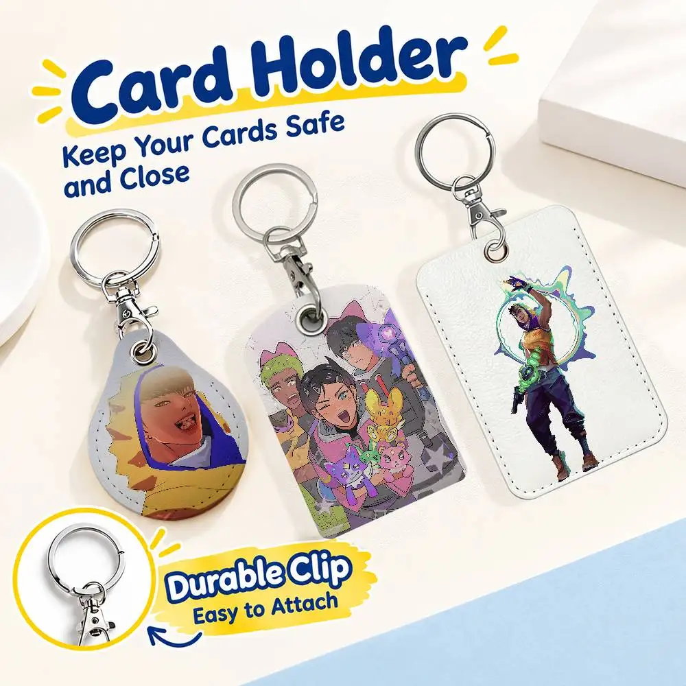 FOR Valorant Miks Keychain Card Holder Leather Keeps ID Cash Keys Cards Ready for Work School Travel Daily Errands