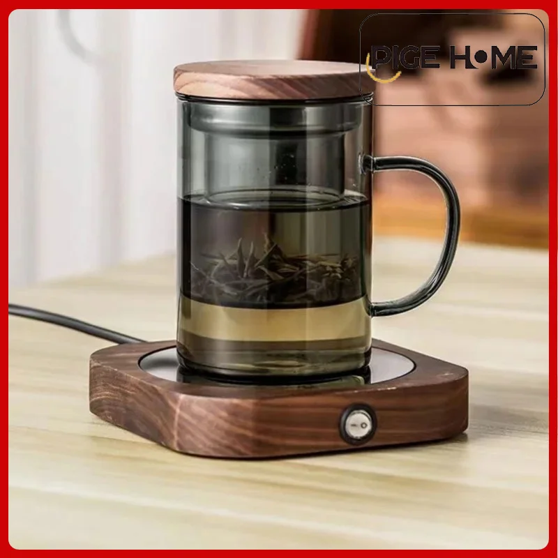 

PIGE HOME 400ml Tea Cup Heat-resistant Glass Filter Cup with Filter and Wooden Lid Anti-scald Handle Glass Cup Drinking Cup