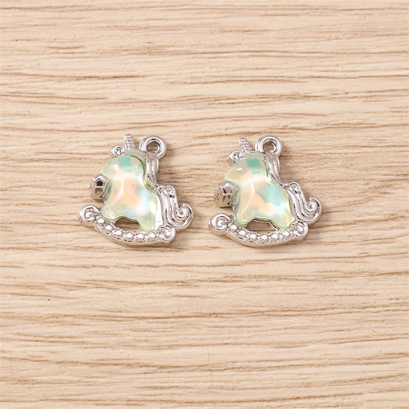 5 Stück 13x14mm Niedliche Kristall-Tier-Anhänger in Form von Pferden für die Schmuckherstellung, Ohrhänger, Halsketten, Armbänder, DIY-Bastelzubehör – Detail 9