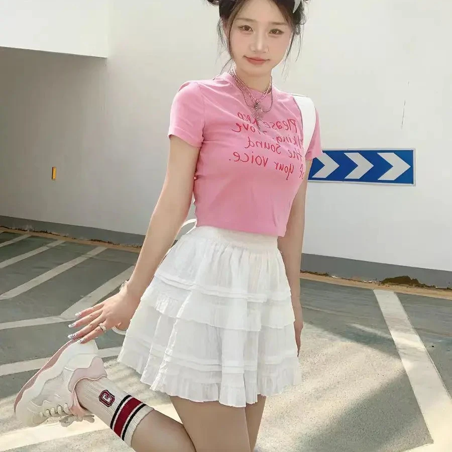 White Mini Pleated Skirts Women Ruffles Casual Daily Baggy Y2k Streetwear Korean Fashion Ulzzang Girls Preppy Hotsweet Faldas