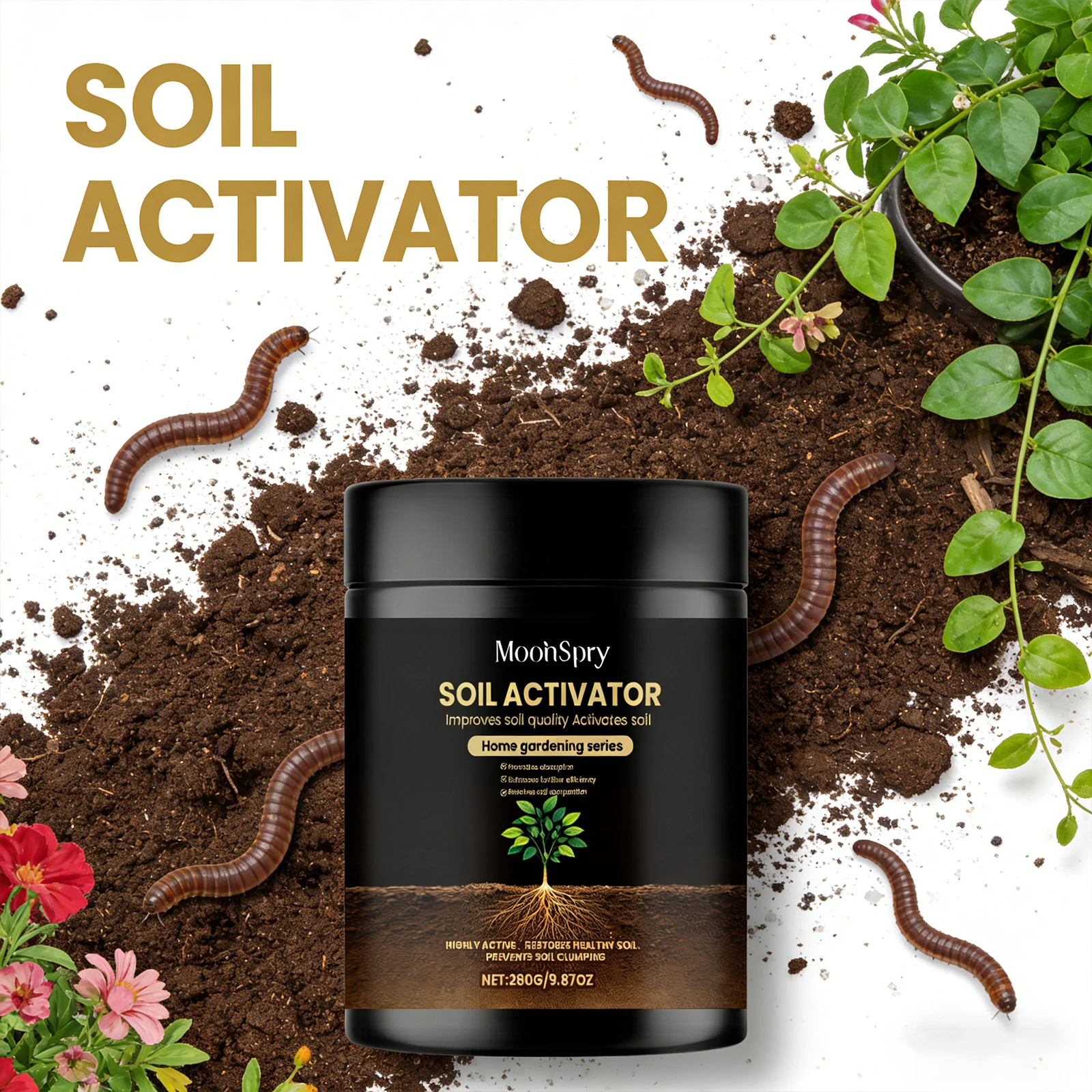Activador de suelo para plantas, mejora la nutrición del suelo, mejora el suelo, fácil de usar para jardín, plantas en maceta, flores, verduras