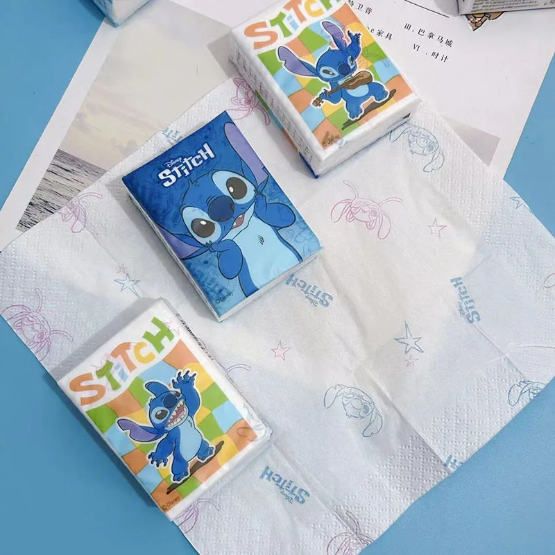 9 Packs/Bag Disney Handkerchief Paper Lilo & Stitch Anime Portable Napkin Disposable Small Package Tissue Toilet Paper