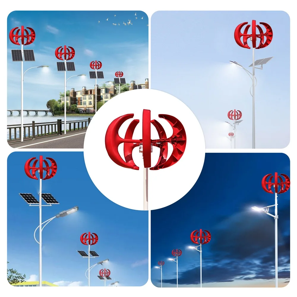 400W 12V 24V Lantern Vertical Axis Permanent Maglev Wind Turbine Generator With MPPT Controller Energy Windmill