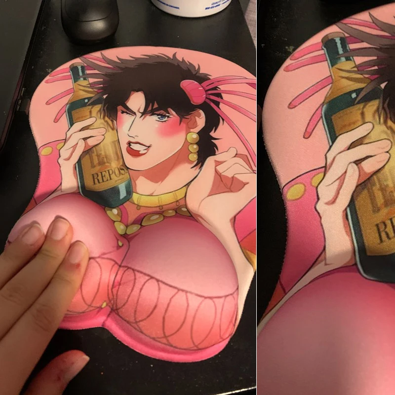 PINKTORTOISE JoJo Joseph Joestar ANIME 3D poggiapolsi tappetino per Mouse tappetino per Mouse rosa Jo Jo Bizarre Adventure mousepad per PC portatile