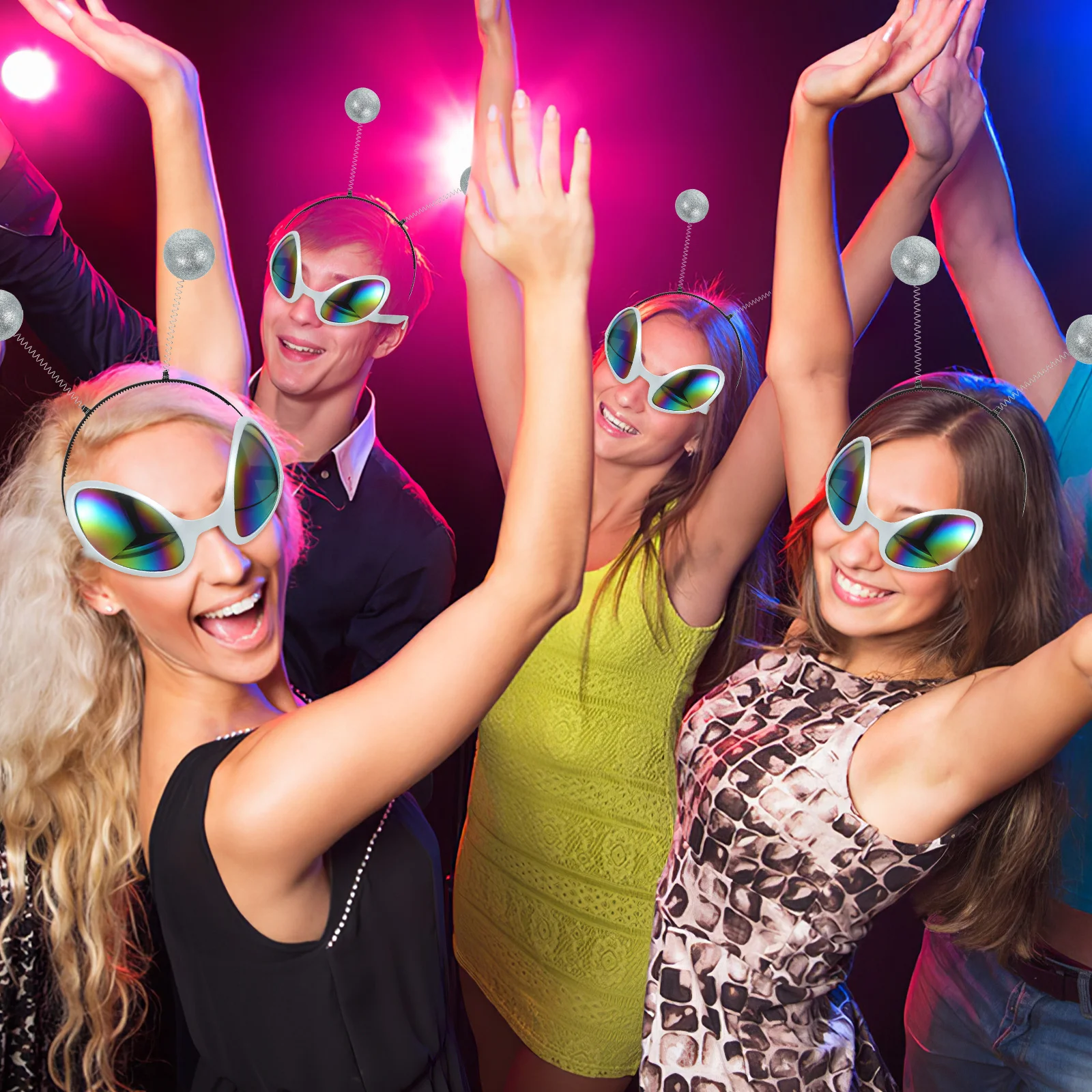 

2pcs Party Glasses Saucer Man Design Festival Headdress Funny Glasses For Cosplay Lightweight Hair Accessories Fashion Headband