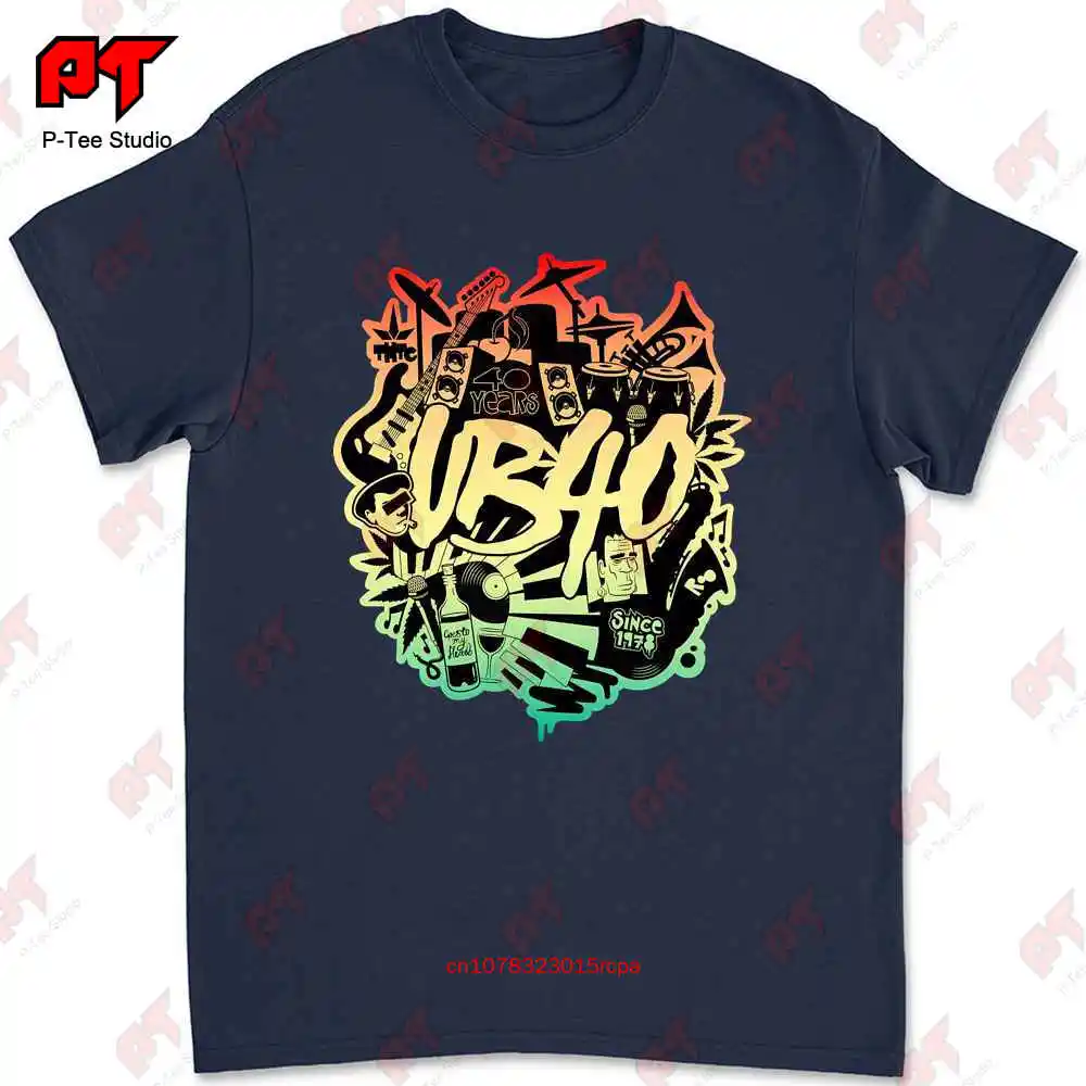 Ub40 T Shirt 40Th Anniversary Official Club Dub Reggae Black Rasta Logo 4Xl IH21