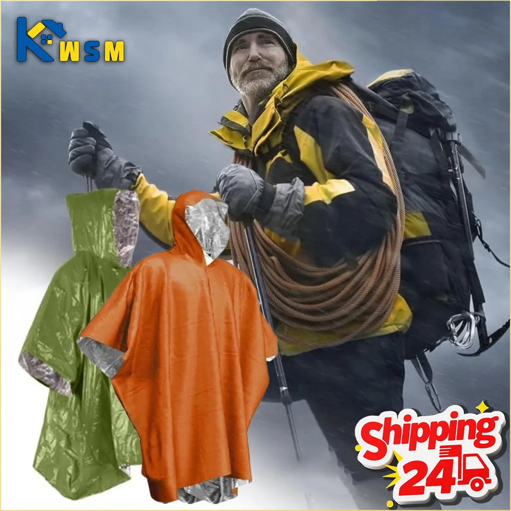 1-10PCS Emergency Waterproof Windproof Thermal Reflective Rain Poncho Survival Blanket Lightweight Essential for Adult Outdoor