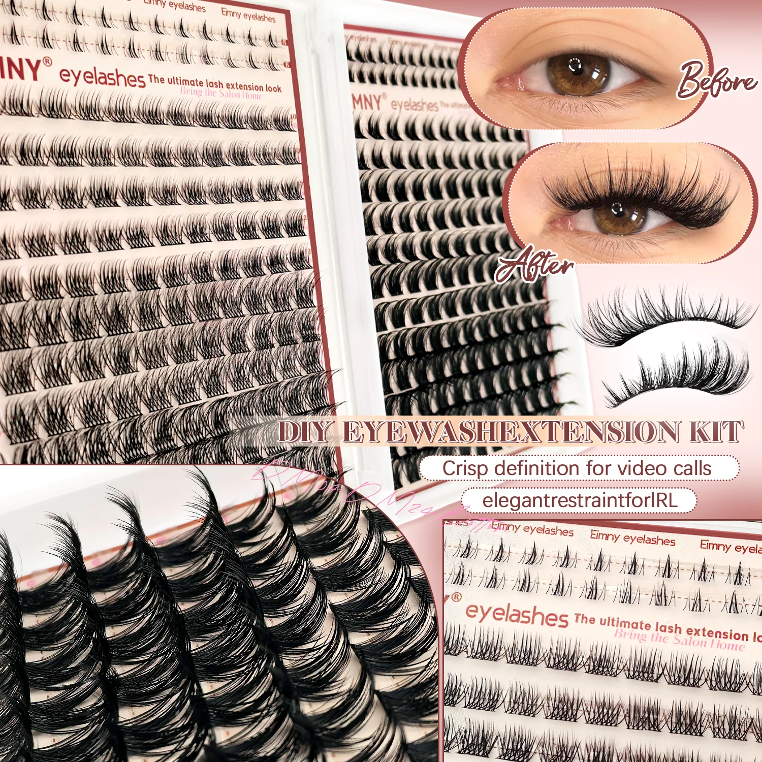 EIMNY 328 PCS Lash Extension Kit Ultra Soft, Lightweight & Reusable Easy to Apply, Beginner Friendly Perfect for Daily