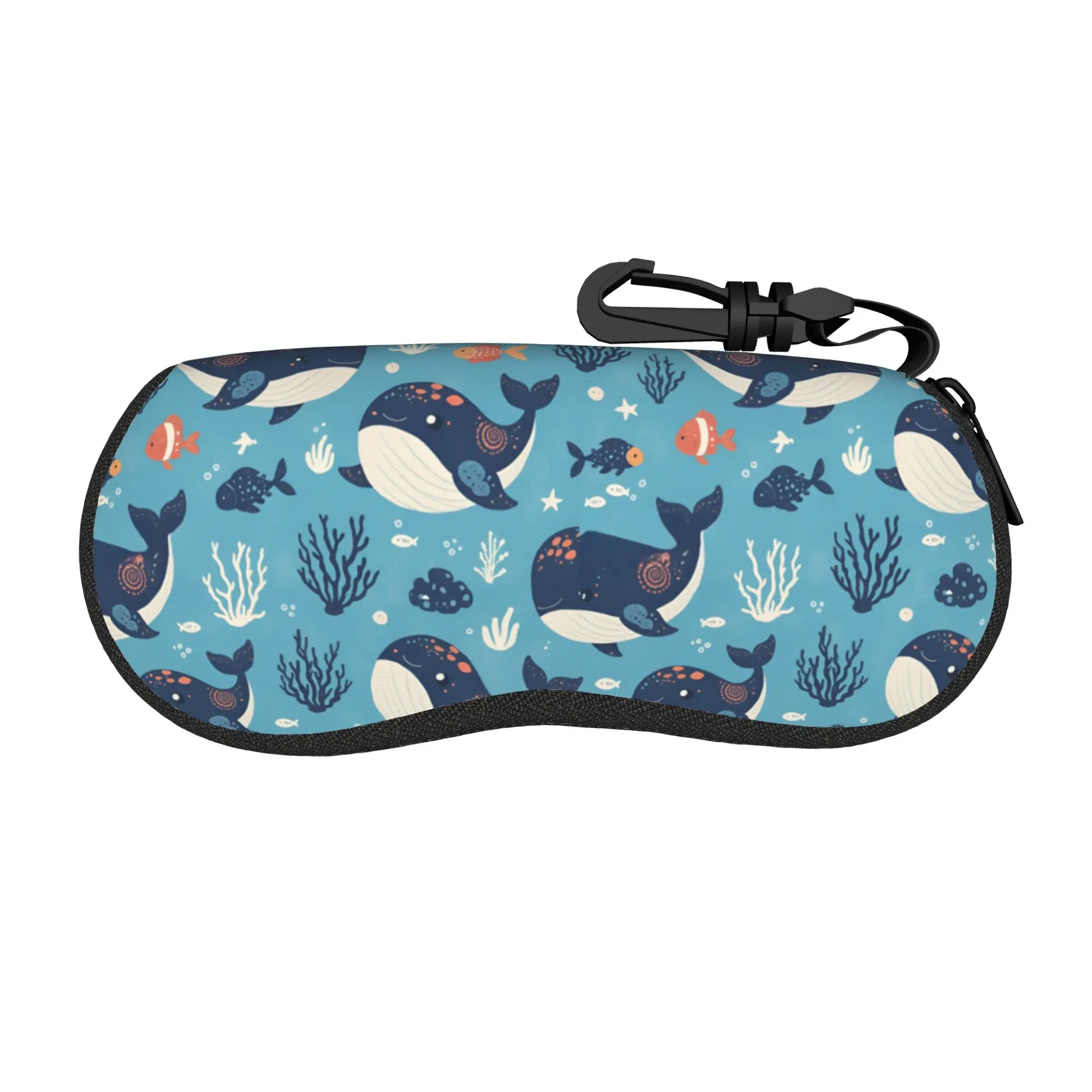 Cute whale Ocean animals Glasses Case Gift For Girls  Zipper  Eyewear Protector Ultra Sunglasses Box