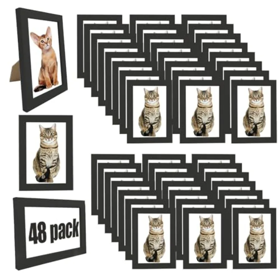 

Набор из 48 фоторамок 5x7, черные рамки для фотографий 5x7, набор для создания фотоколлажа на стену, простые деревянные рамки для нескольких фотографий
