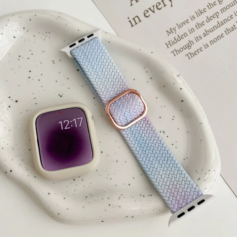 Bracelet arc-en-ciel et étui pour Apple Watch, bracelet Ogo mignon, bracelet Ultra, série iWatch 8, 7, 6, 5, SE, 49mm, 44mm, 40mm, 45mm, 41mm, 42mm