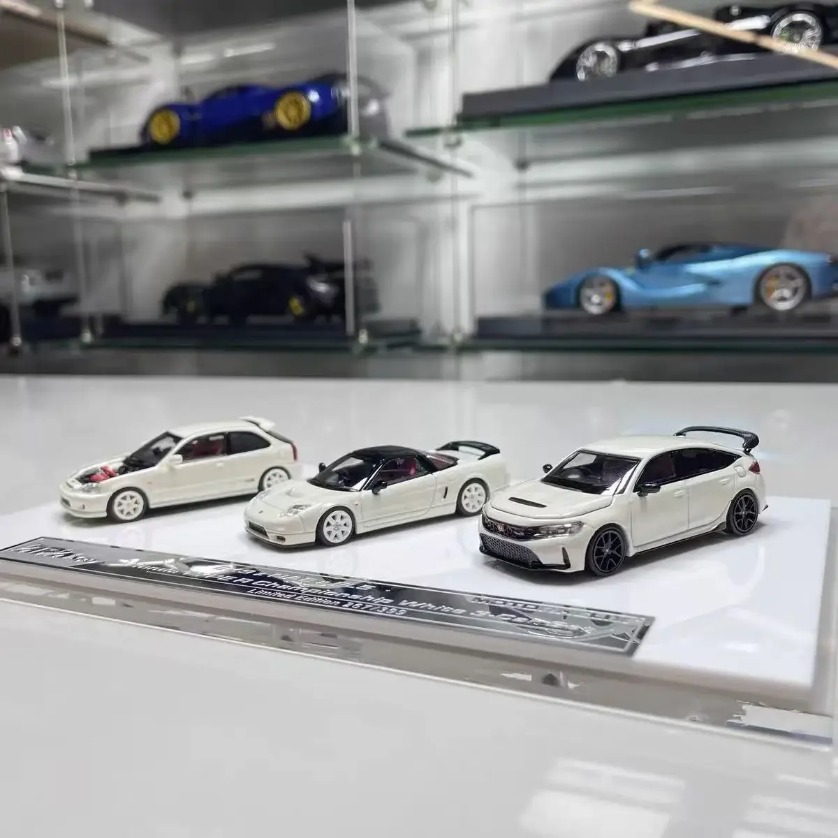 MH 1:64 2025 Foshan Exhibition Limited Edition EK9 NA2 FL5 three-car alloy die-cast simulation car model, adult decoration