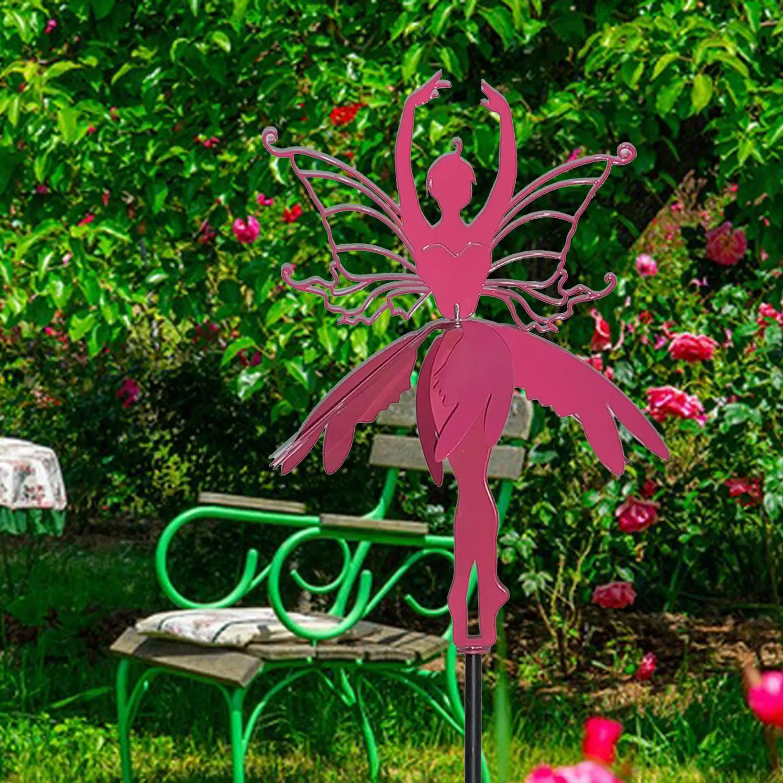 منحوتة فنية حديدية قابلة للفصل من Fairy Wind Spinner لحديقة الفناء #3