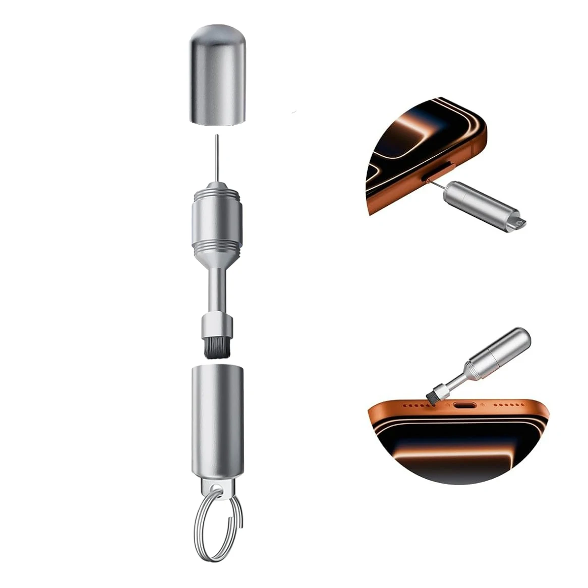 2 in 1 SIM Card Tray Removal Tool with Cleaning Brush Universal Reset Needle Opener Pin & Earphone Port Cleaner Kit