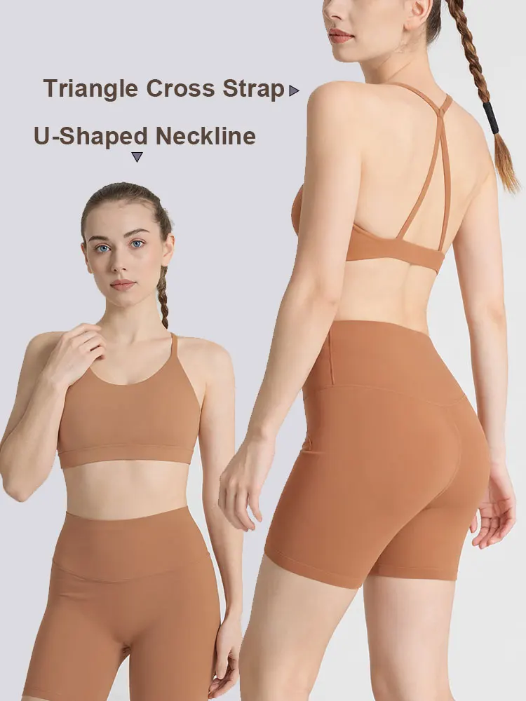 Women's Fitness Sports Bra, Sexy Back Workout Top - Shockproof Quick-Drying Crop Top for Pilates, Yoga, Running, Gym