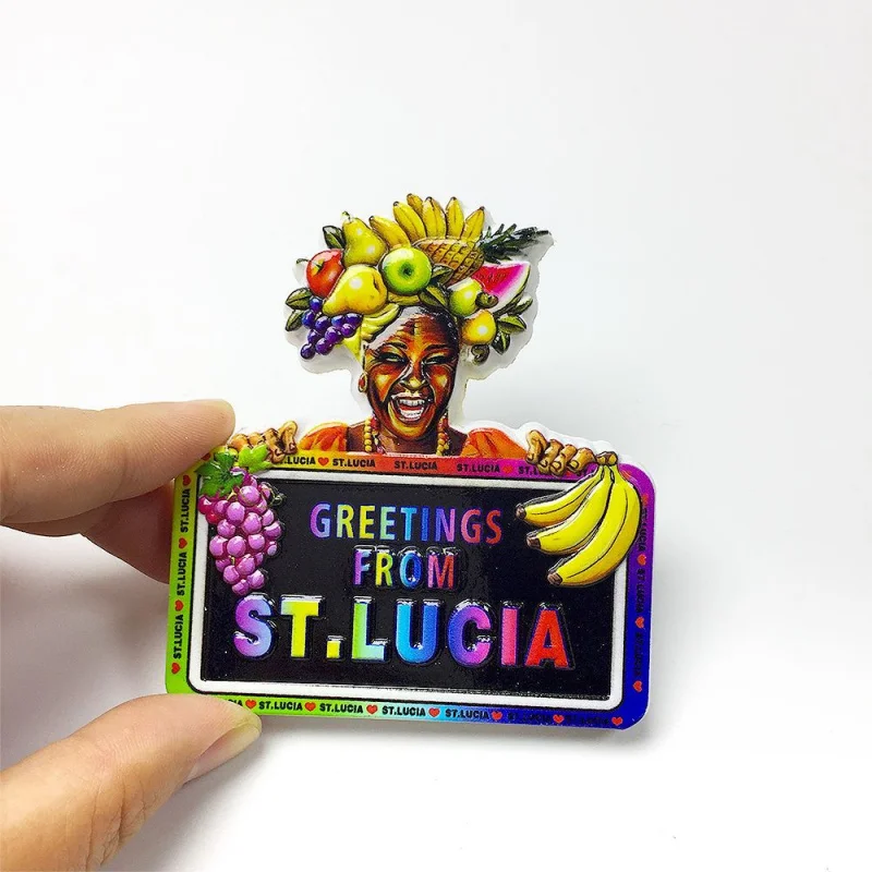 

3D Resin St. Lucia Cute Fridge Magnet - Fruit-Adorned Figure Greetings Souvenir Refrigerator Magnets Imanes Nevera Magnet Frigo