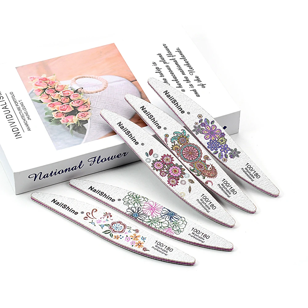 50pcs Colorful Leaf Shape Nail File Sandpaper Strong Thick Nail Files Buffer For Manicure Sanding Flower Art Design Nail Tools