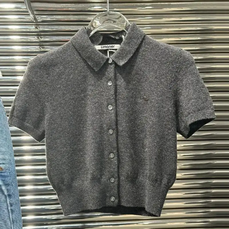 

Letter Embroidery ort Sve Knitted Cardigan Casual Sle Versatile Summer Top for Women Comfort Fit Casual Wear