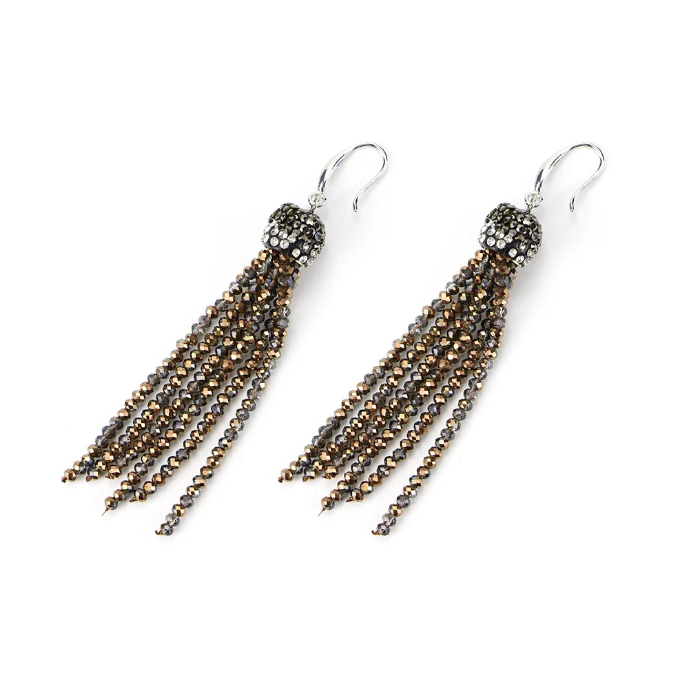 INKDEW Trendy Tassel Earrings Drop Earrings Long Earrings Multicolor Handmade Strand Crystal Earrings for Women Gift EA001