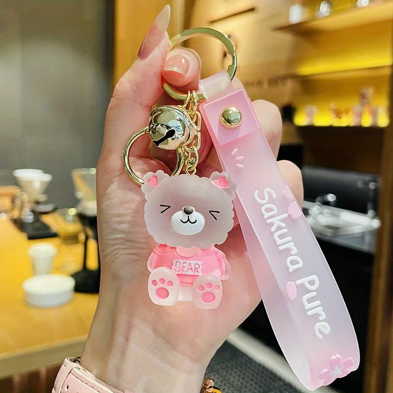 Cute Resin Crystal Cartoon Bear Keychain for Girls - Perfect for Car Keys, Bags, Ornaments, and Party Favors