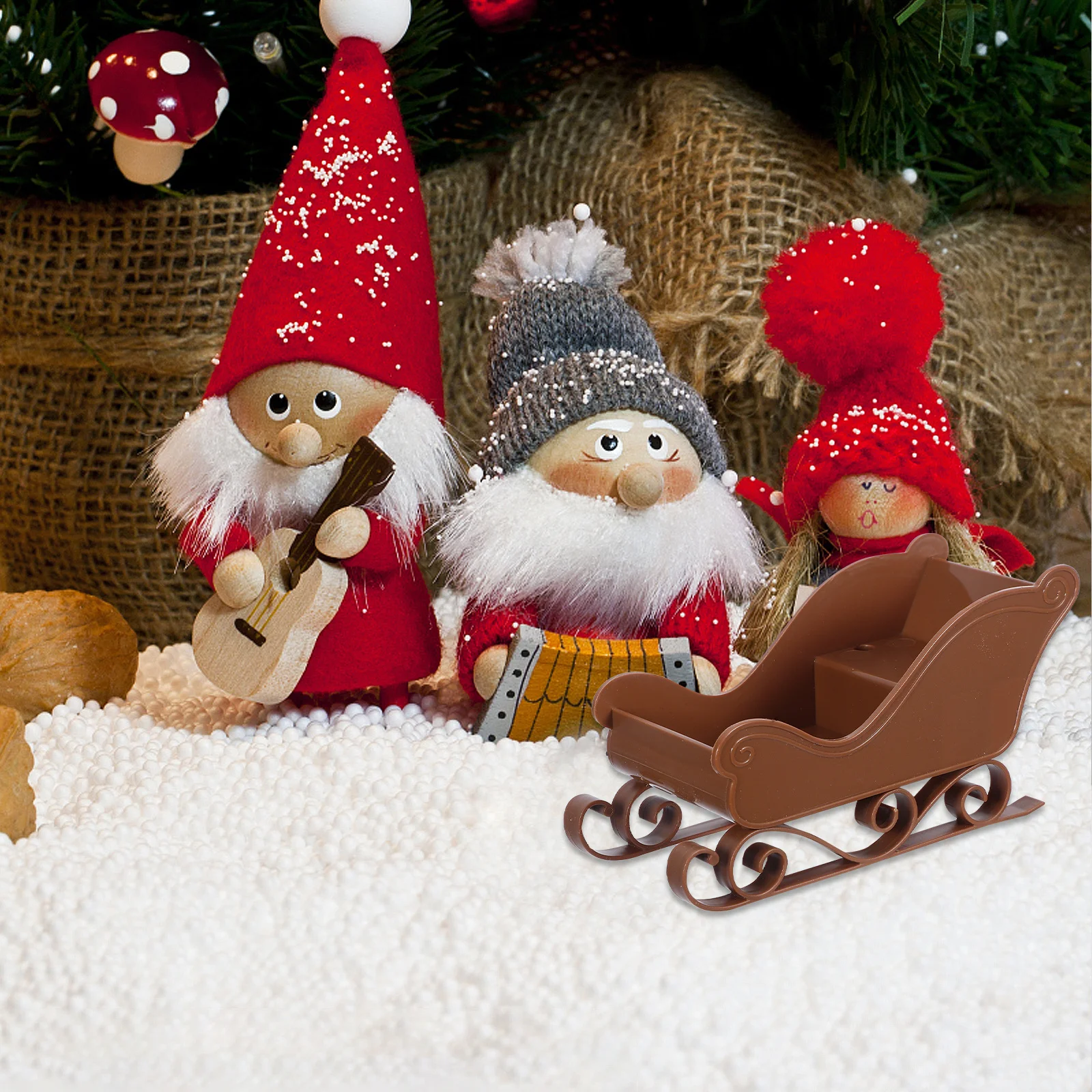 3 قطع من زينة مزلقة عيد الميلاد بتصميم فريد من نوعه على سطح الطاولة لتزيين الرف لمستلزمات حفلات العطلات زلاجات عيد الميلاد