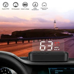 LED C100 Car Hud Headup Display No Ghosting OBD2 Water Temperature Speed Warning System Dashboard Projector Auto Accessories