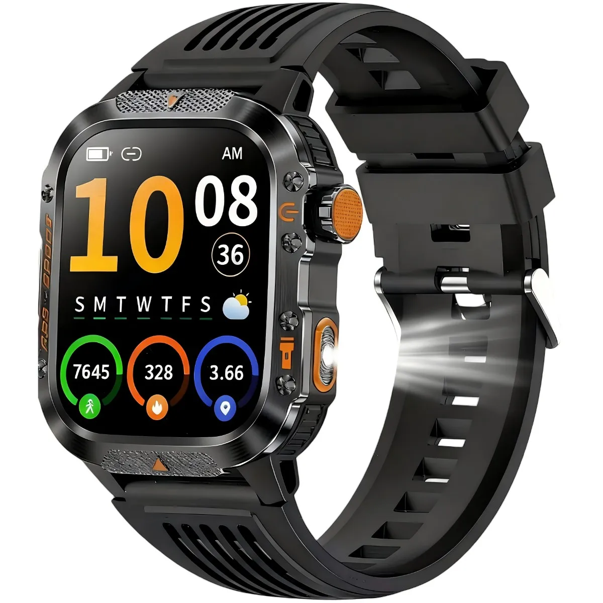 Military Smart Watches Built-in GPS,Tactical Smart Watch for iPhone/Android,100+ Sport Modes with Flashlight, 2.01" Screen