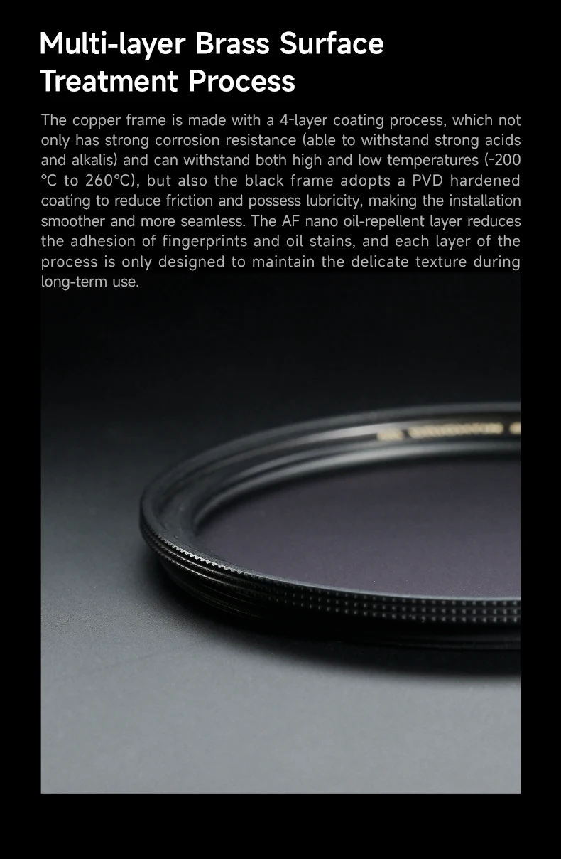 Brightin Star AERO UV-Filter, Schott B270 Glas, Ultra-Slim Messingrahmen, 28-lagige Nano-Beschichtung, wasserabweisend für Kameraobjektive – Detail 27