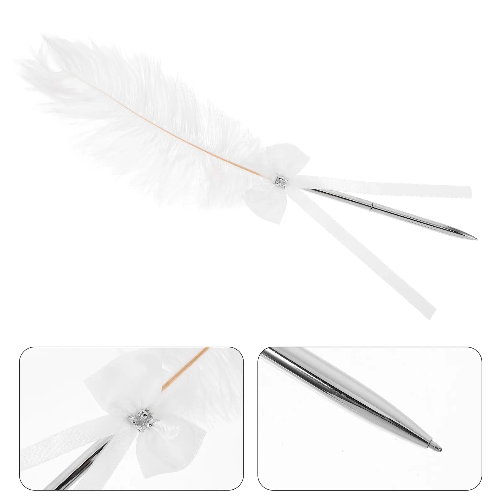 

Elegant Plume Wedding Pen Guest Book Signature Writing Tool Smooth Ink Flow Design Multi Use for Party Banquet Ceremony