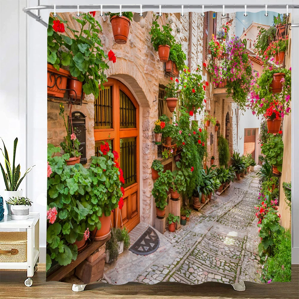 Misty Forest Shower Curtains Natural Woodland Modern National Bathroom Curtain Waterproof Anti-peeping Bathing Cover with Hoops