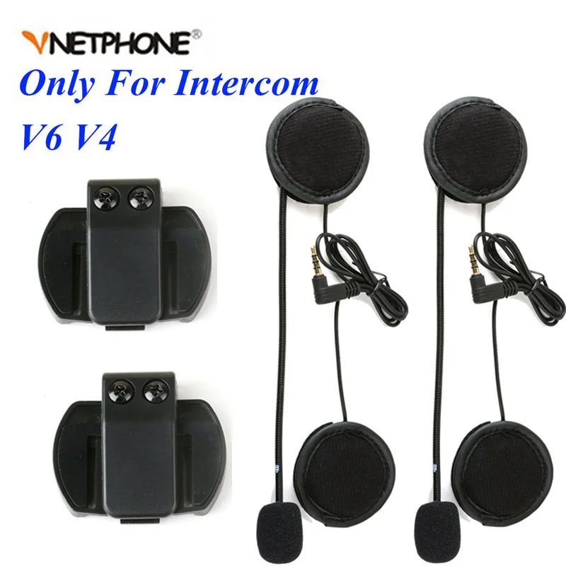 2pcs XINOWY 3.5mm Helmet Intercom Clip And Microphone Speaker Headset Helmet Intercom Clip for V4 V6 Motorcycle Bluetooth Interp