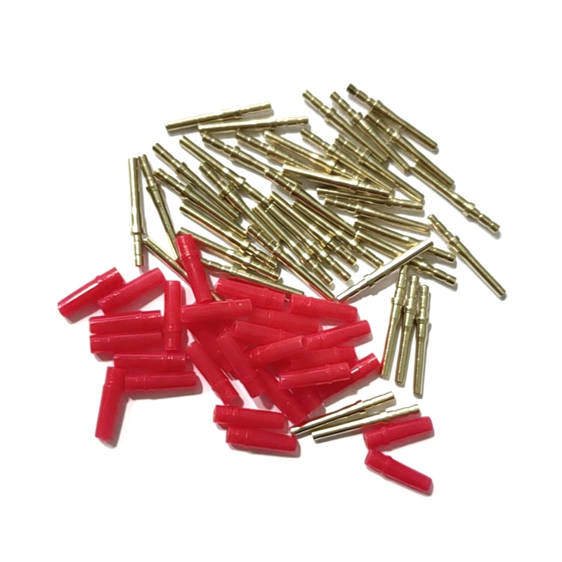 980 sets  Dental Lab Technician Small Brass Pins with Red Plastic Sleeves Conjunction Nail 1.6mmX18mm  Brass On Stone Model Work