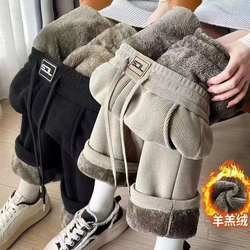 

Брюки для беременных, осенние и зимние флисовые утолщенные флисовые повседневные брюки с высокой талией и тонкие универсальные широкие брюки для беременных