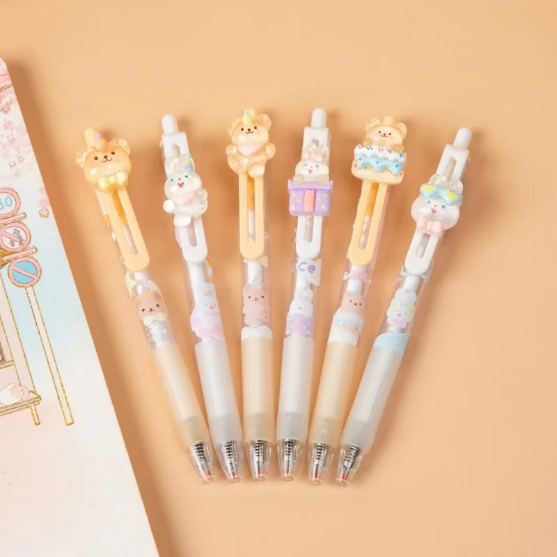 36pcs/lot Kawaii Rabbit Bear Animal Press Gel Pen Cute 0.5mm Neutral Pen School writing Supplies Promotional Gift
