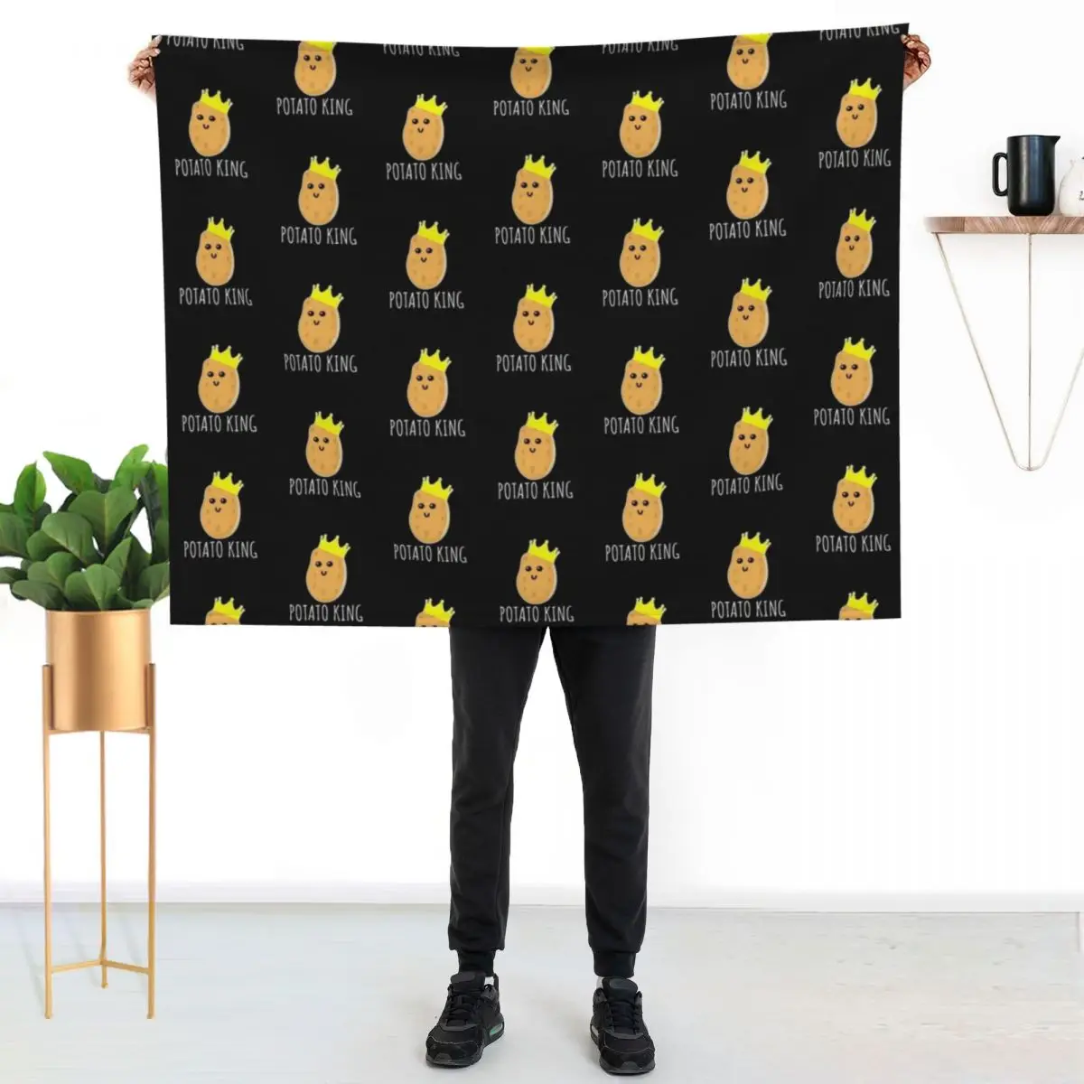 Potato King - Funny Potato gift Throw Blanket Sofa Quilt Picnic funny gift Soft Big sofa bed Plaid Blankets